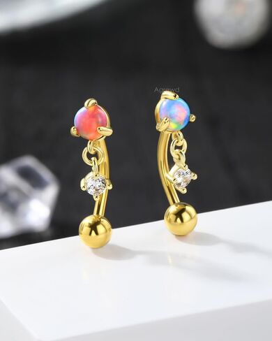 أقراط خمر Rook Dangle 16g Pink Opal Erybrow Rok Rings Stainless Steel Rook Eyeborw Jewelry Jewelry in Saudi Arabia
