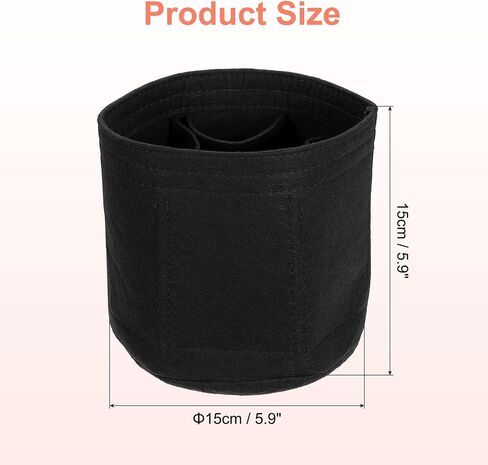 uxcell Purse Organizer Insert, Portable Felt Organizer Bags Round Multiple Compartments Purse Liner for Bucket Bag, Domed Satchel, Tote Bag, Handbag Shaper (8" x 4" x 5.5", Black) in Kuwait