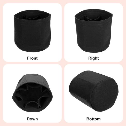 uxcell Purse Organizer Insert, Portable Felt Organizer Bags Round Multiple Compartments Purse Liner for Bucket Bag, Domed Satchel, Tote Bag, Handbag Shaper (8" x 4" x 5.5", Black) in Kuwait