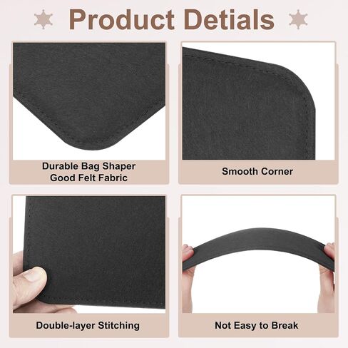 uxcell 2Pcs Felt Base Shaper, 12.4x5 Inch Rectangle Bag Bottom Shaper Pad Bag Cushion Base Purse Liner Board Insert Arc Corner for Handbags Tote Crossbody Bag Backpack, Black in Saudi Arabia