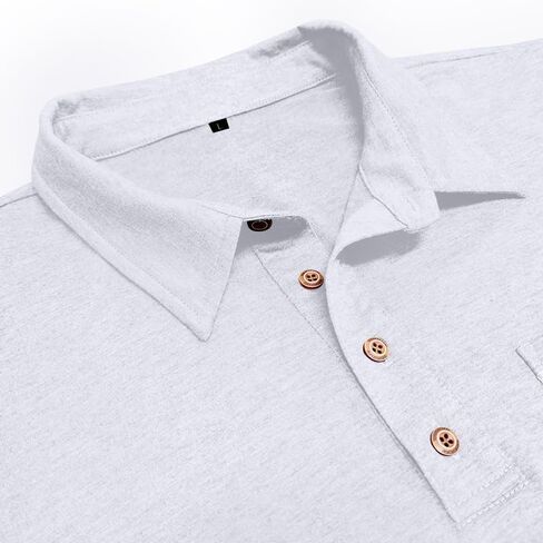 Men's Casual Polo Shirts Classic Short Sleeve Button Tees Basic Golf Shirt Cotton Top with Pocket in Saudi Arabia