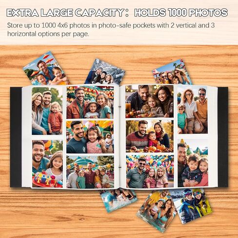 Linen Hardcover Photo Album 4x6 1000 Photos Large Capacity for Family Wedding Anniversary Baby Vacation, 4x6 Photo Albums with Front Window Holds 1000 Horizontal and Vertical 4 x 6 Pictures(Black) in Saudi Arabia