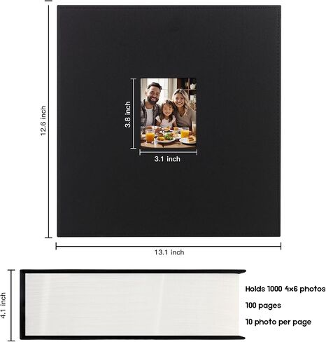 Linen Hardcover Photo Album 4x6 1000 Photos Large Capacity for Family Wedding Anniversary Baby Vacation, 4x6 Photo Albums with Front Window Holds 1000 Horizontal and Vertical 4 x 6 Pictures(Black) in Saudi Arabia