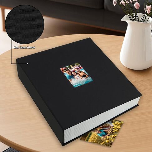 Linen Hardcover Photo Album 4x6 1000 Photos Large Capacity for Family Wedding Anniversary Baby Vacation, 4x6 Photo Albums with Front Window Holds 1000 Horizontal and Vertical 4 x 6 Pictures(Black) in Saudi Arabia