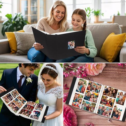 Linen Hardcover Photo Album 4x6 1000 Photos Large Capacity for Family Wedding Anniversary Baby Vacation, 4x6 Photo Albums with Front Window Holds 1000 Horizontal and Vertical 4 x 6 Pictures(Black) in Saudi Arabia