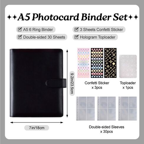 A5 KPOP Photocard Binder مع 240 جيوب ، ألبوم حامل ضوئي مع 30 من الأكمام الضوئية مزدوجة الجوانب ، و 6 حلقة بوث جلود ، كتاب بولارويد منظم لطيف (أبيض) in Kuwait