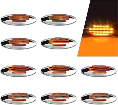 10pcs 6.5 "مصابيح علامات العنبر LED ، مصابيح التخليص الجانبية البيضاوية 160 in Kuwait