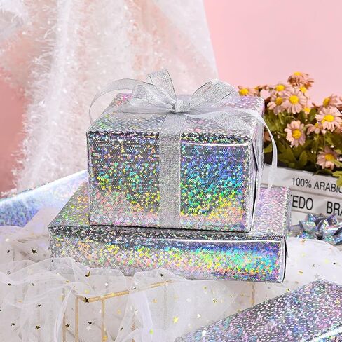 Garbendy Holographic Foil Colorful Wrapping Paper - Mini Roll - Blue Star 17 Inch X 32.8 Feet Perfect for Birthday,Wedding,Baby,Bridal Shower,Graduate Party，Chanukah Celebration and more Occasions in Saudi Arabia