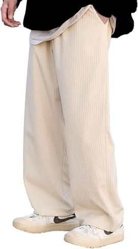 Aelfric Eden Mens Corduroy Vintage Cargo Prasspants طويلة الصلبة مرنة الخصر غير الرسمي Hip Hop Wide Streetwear in Kuwait