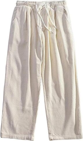 Aelfric Eden Mens Corduroy Vintage Cargo Prasspants طويلة الصلبة مرنة الخصر غير الرسمي Hip Hop Wide Streetwear in Kuwait
