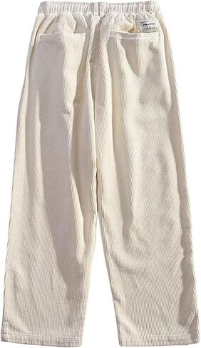 Aelfric Eden Mens Corduroy Vintage Cargo Prasspants طويلة الصلبة مرنة الخصر غير الرسمي Hip Hop Wide Streetwear in Kuwait