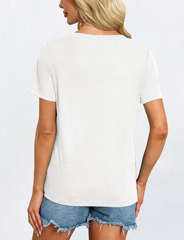 Womens Short Sleeve T Shirts V Neck Tops Summer Trendy Comfy Casual Basic Tee Shirt in Saudi Arabia