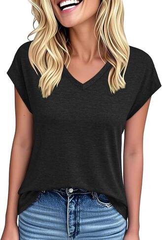 قمصان المرأة القصيرة القصيرة القصيرة القصيرة الخامسة Tees Cap Cap Sleeve T Shirts Nasual Estrendy Spring Fashion Complements 2025 in Saudi Arabia