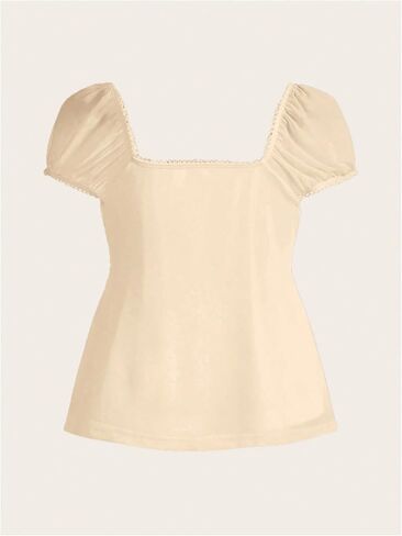 SOLY HUX Women's Square Neck Short Sleeve Peplum Tops Tie Front Summer Tee Shirt Streetwear in Saudi Arabia