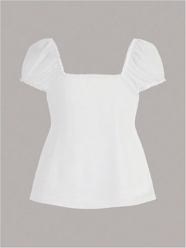 SOLY HUX Women's Square Neck Short Sleeve Peplum Tops Tie Front Summer Tee Shirt Streetwear in Saudi Arabia