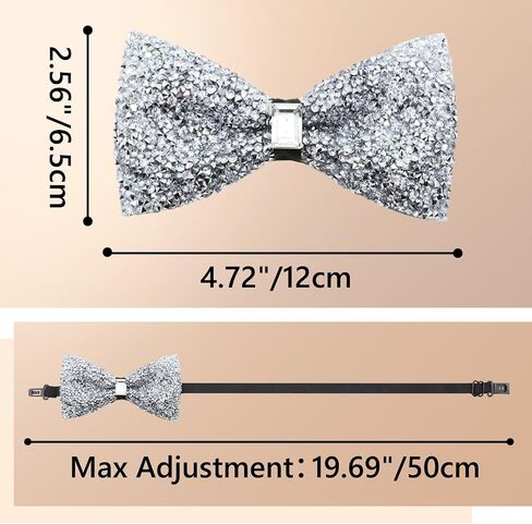Rhinestone Bow Tie for Men Pre-tied Adjustable Bowtie, Sparkly Men's Bow Ties for Wedding Party Banquet Prom in Saudi Arabia