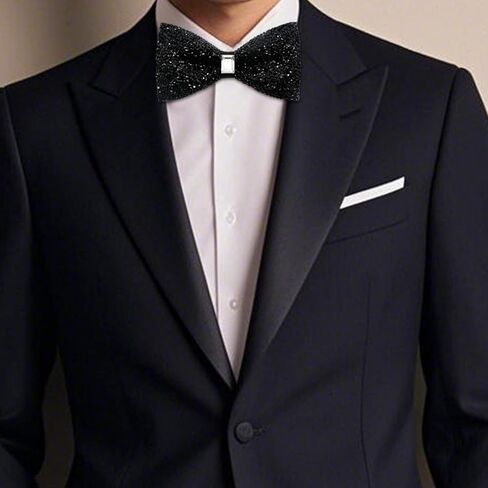 Rhinestone Bow Tie for Men Pre-tied Adjustable Bowtie, Sparkly Men's Bow Ties for Wedding Party Banquet Prom in Saudi Arabia