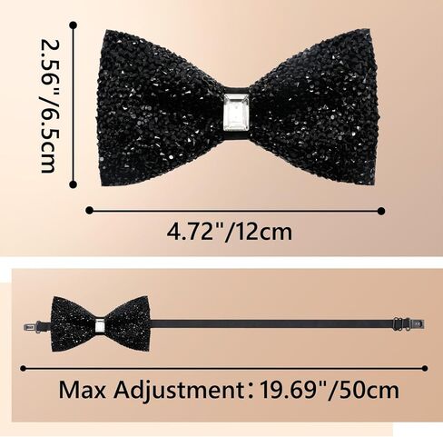 Rhinestone Bow Tie for Men Pre-tied Adjustable Bowtie, Sparkly Men's Bow Ties for Wedding Party Banquet Prom in Saudi Arabia