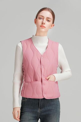 Quilted Puffer Vest women lightweight Fall Spring Jacket 2025 Button Padded Gilet in Saudi Arabia