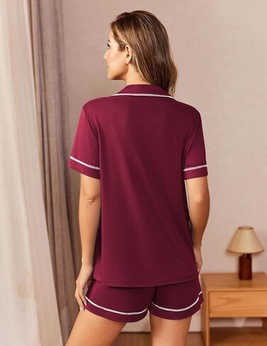 Ekouaer Womens Pajama Set Button Down Sleepwear Short Sleeve Pjs أعلى وقصير مع مجموعة صالة ناعمة الجيب in Kuwait