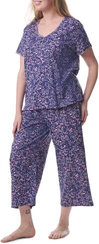 Karen Neuburger Women's Plus Size Henley Short-Sleeve Top and Capri Pant Pajama Set in Saudi Arabia