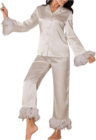 Verdusa Women's 2 قطعة Pajama Set Faux Fur Bunt in Saudi Arabia