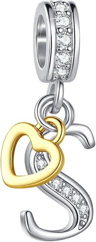 القلب يتدلى سحر حرف A-Z الأولي المتوافق مع أساور Pandora Charm للنساء القلادة الأبجدية in Kuwait