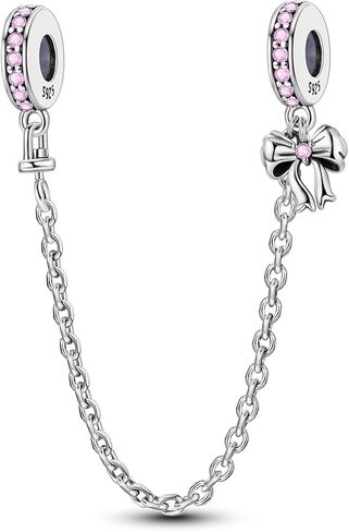 Hapour 925 Sterling Silver Safety Chain Charm Dangle Pendants Clip Beads for Bracelet Bow Knot Love Butterfly Sunflower Stopper Spacer Charm for Women in Kuwait