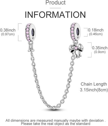 Hapour 925 Sterling Silver Safety Chain Charm Dangle Pendants Clip Beads for Bracelet Bow Knot Love Butterfly Sunflower Stopper Spacer Charm for Women in Kuwait