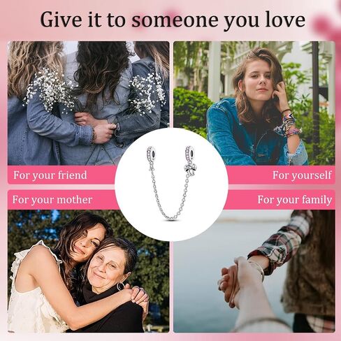 Hapour 925 Sterling Silver Safety Chain Charm Dangle Pendants Clip Beads for Bracelet Bow Knot Love Butterfly Sunflower Stopper Spacer Charm for Women in Kuwait