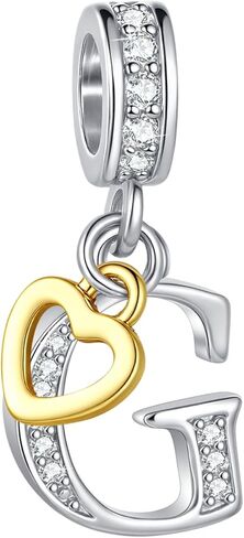 Heart Dangle Initial A-Z Letter Charm Compatible with Pandora Charm Bracelets for Women Alphabet Pendant in Kuwait