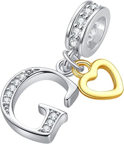 Heart Dangle Initial A-Z Letter Charm Compatible with Pandora Charm Bracelets for Women Alphabet Pendant in Kuwait
