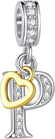 القلب يتدلى سحر حرف A-Z الأولي المتوافق مع أساور Pandora Charm للنساء القلادة الأبجدية in Kuwait