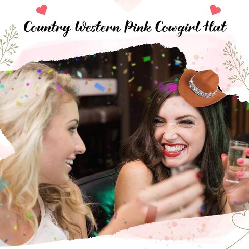 Zeyune 6 Inch Cowboy Hat Haw Clip مع Rhinestons Cowgirl Mini Hat Small Hat Clip for Disco Western Party Decoration in Kuwait