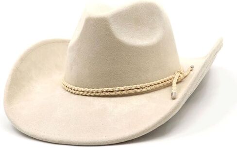 Western Cowboy Hat for Women Men Wide Brim Cowboy Hat for Women with Woven Buckle Belt Suede Classic Fedora Hats in Saudi Arabia