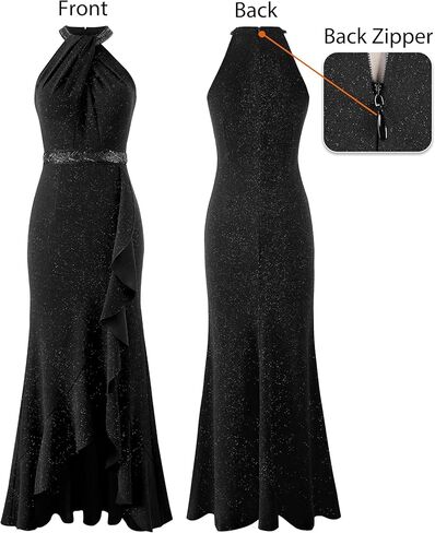 فستان VFSHOW نسائي مثير برقبة رسن مطرز بفتحة مكشكشة للحفلات الراقصة الرسمية ماكسي 2023 فستان سهرة لحفلات الزفاف ضيف تويست أمامي in Kuwait