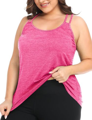 FOREYOND Women's Plus Size Workout Tank Tops Racerback Loose Fit Sport Athletic Tops Yoga Running Summer Shirts in Kuwait