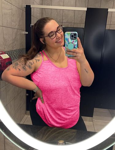 FOREYOND Women's Plus Size Workout Tank Tops Racerback Loose Fit Sport Athletic Tops Yoga Running Summer Shirts in Kuwait