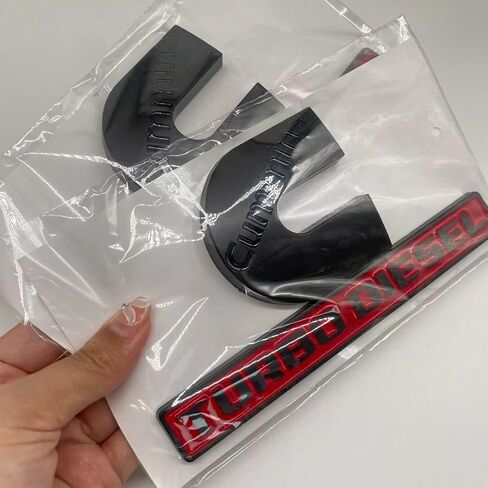 2Pc Set Compatible with Cummin Turbo Emblems for 2500 3500 Fender Badges (Black Red) in Saudi Arabia