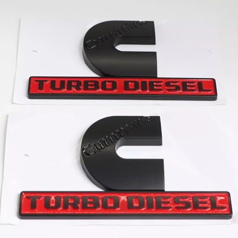 2Pc Set Compatible with Cummin Turbo Emblems for 2500 3500 Fender Badges (Black Red) in Saudi Arabia