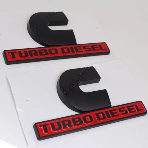 2Pc Set Compatible with Cummin Turbo Emblems for 2500 3500 Fender Badges (Black Red) in Saudi Arabia