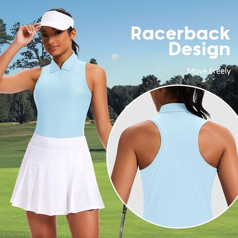 قميص Joygirl Womens Golf Sirtless Polo Racerback Racerback Collared Tennis lears up Quick Dry Dry Dry Tank Tops in Kuwait