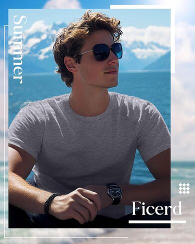Ficerd 6 Pack Men's Big and Tall Shirts Short Sleeve Cotton Tee Summer Crew Neck Oversize Top Loose Fit Shirt Multipack in Saudi Arabia