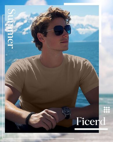 Ficerd 6 Pack Men's Men's Big and Tall Stirts Short Cotton Tee Tee Crew Neck Eversize Stize Top Lough Fit Lit in Kuwait