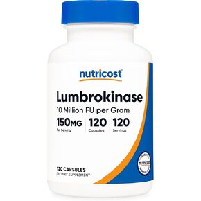 Nutricost Lumbrokinase Capsules 150 mg (120 Capsules) - Gluten-Free, Vegan, GMO-Free