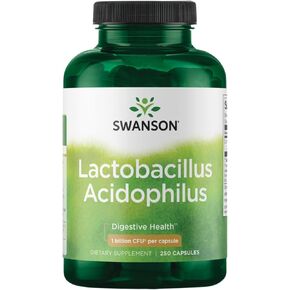Swanson Lactobacillus Acidophilus - Probiotic Supplement Supporting Digestive Health with 1 Billion CFU Per Capsule - Promotes Bowel and GI Tract Health - (250 Capsules)