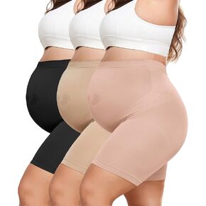 Maternity Shapewear for Under Dresses Over Belly Pregnancy Underwear Mid-Thigh High Waist Shorts Panties for Baby Shower