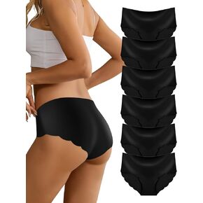Women's Seamless Underwear Stretch No Show Panties Invisible Scalloped Edge Briefs 6 Pack