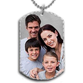 PicturesOnGold.com Solid Sterling Silver Medium Photo Engraved Dog Tag Photo Pendant