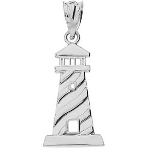 Unique Lighthouse Charm Pendant in Sterling Silver